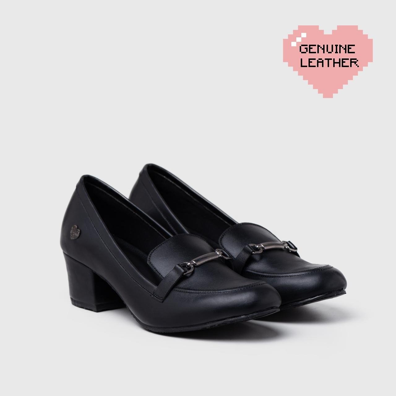Dreon Chain Heels Genuine Leather Black