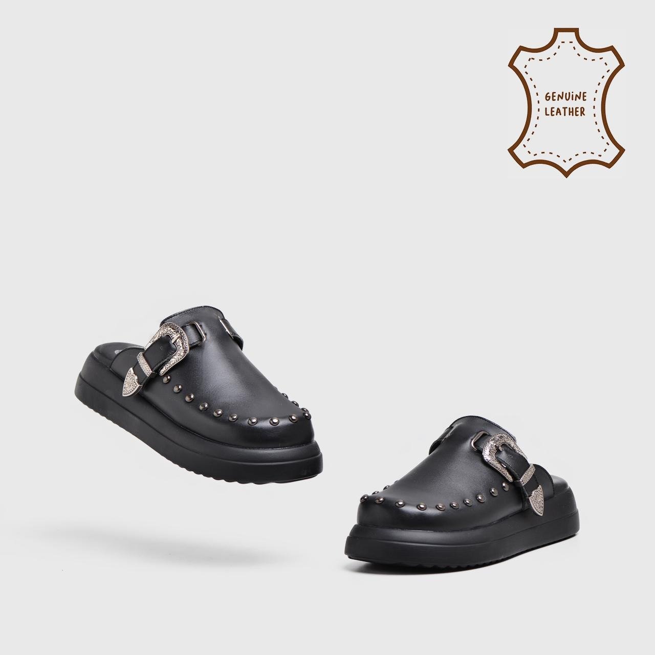 Iranna Sandals Genuine Leather Black - Image 4