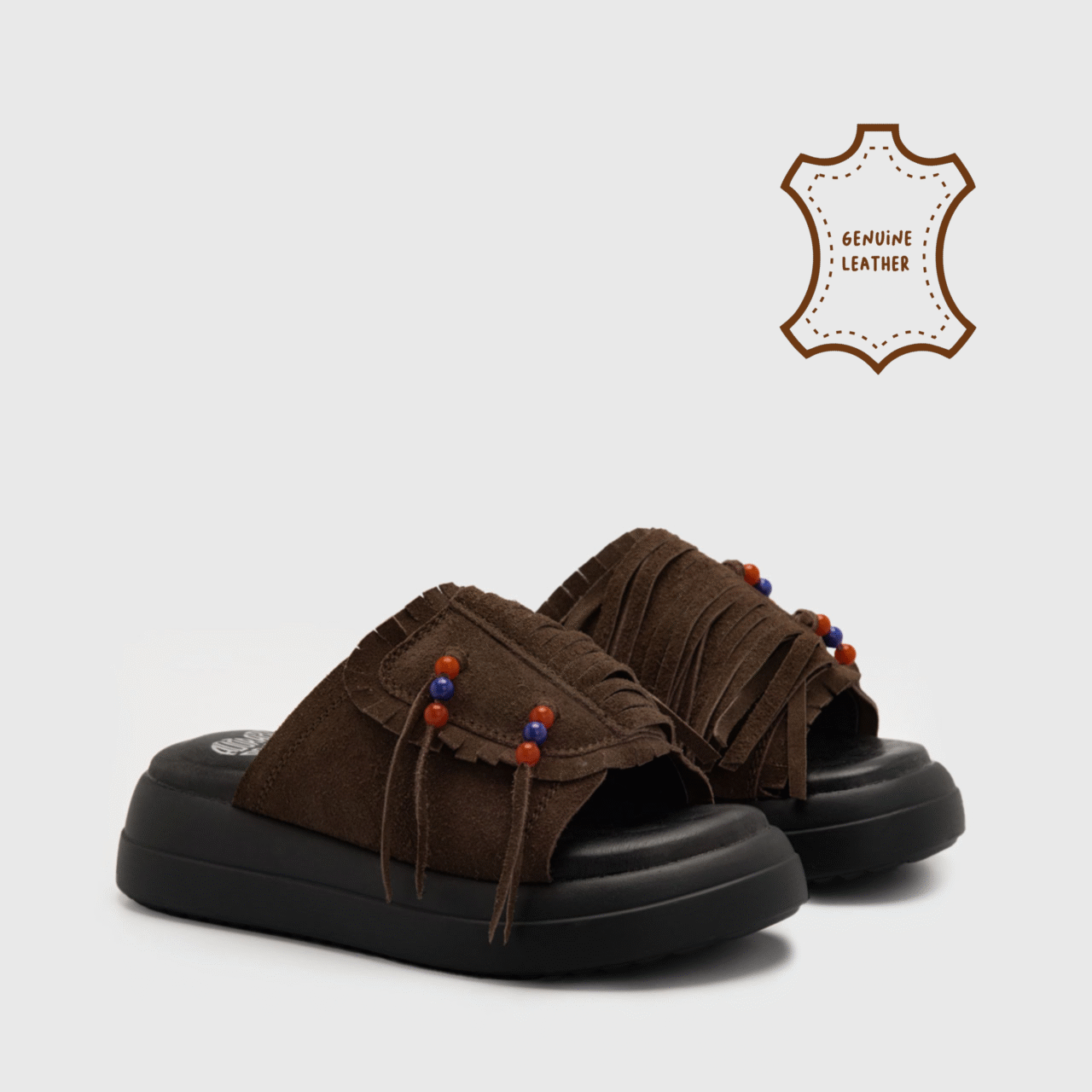 Alcantara Sandals Genuine Suede Brown