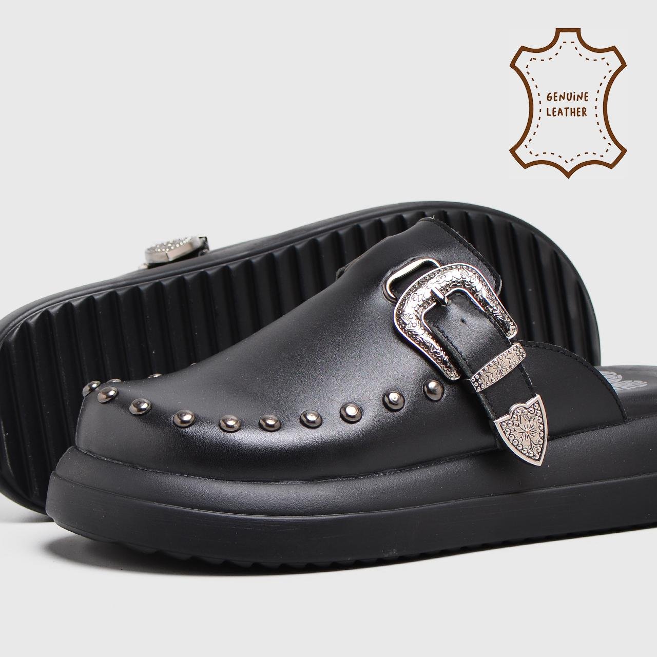 Iranna Sandals Genuine Leather Black - Image 3
