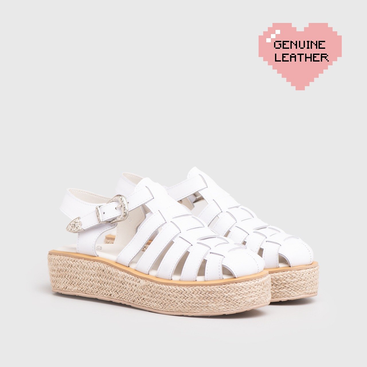 Rendeveous Platform Genuine Leather White