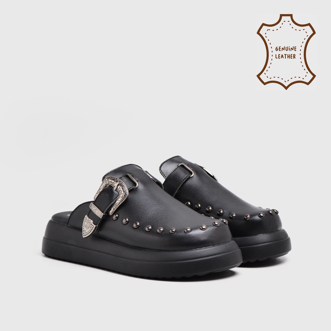 Iranna Sandals Genuine Leather Black