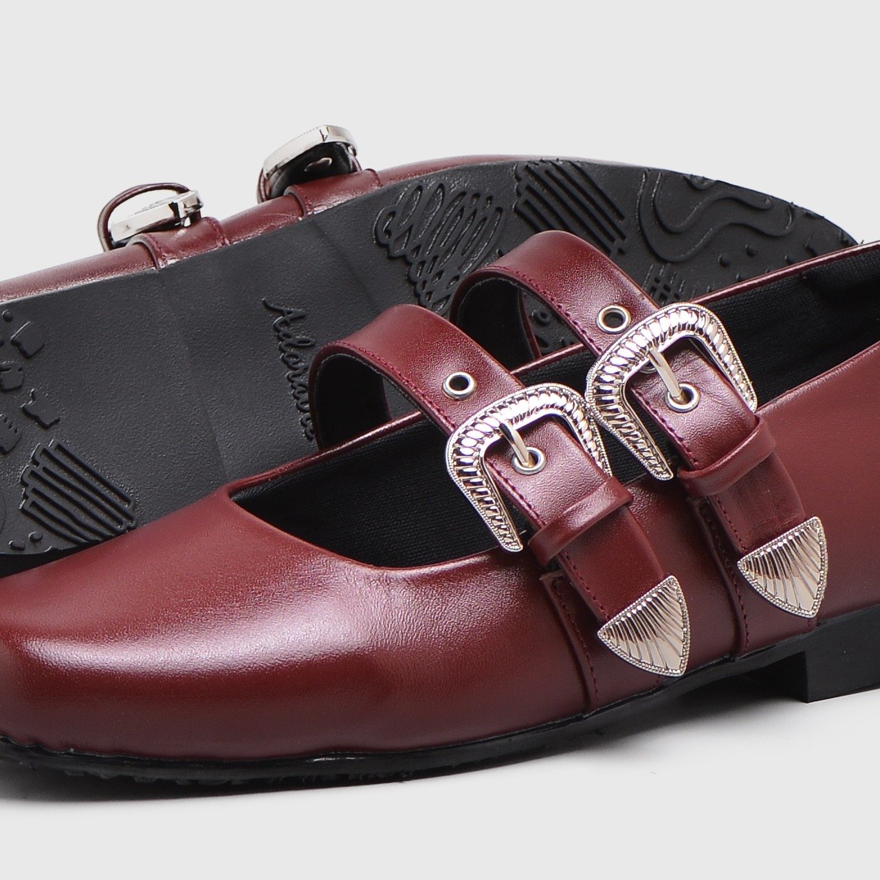 Baleva Flat Shoes Genuine Leather Maroon - 39