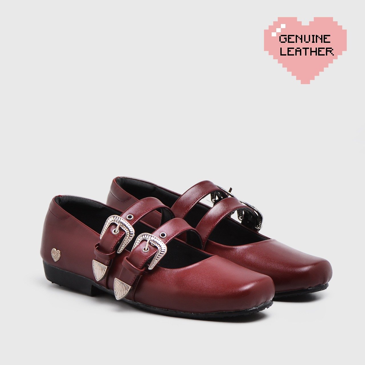 Baleva Flat Shoes Genuine Leather Maroon