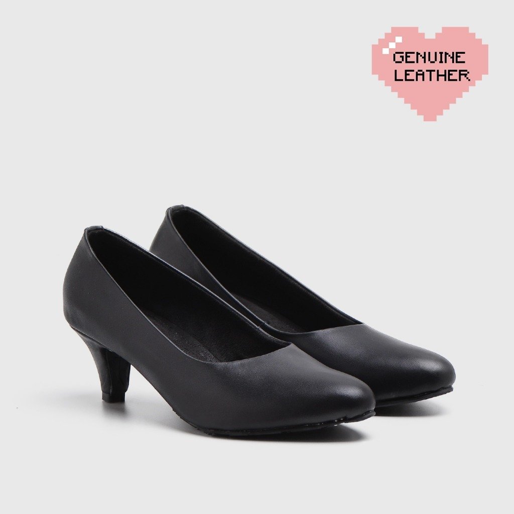 Jenewa Heels Genuine Leather Black