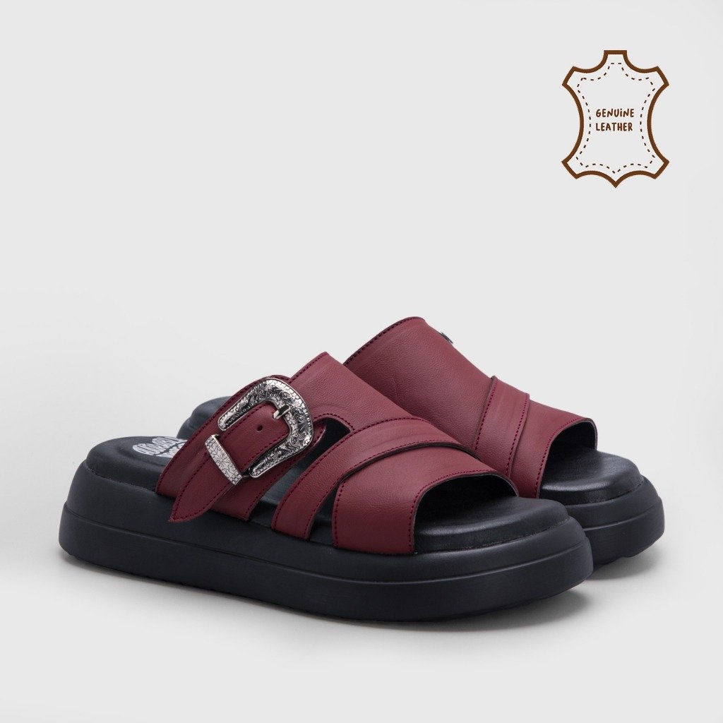 Galicka Sandals Genuine Leather Maroon