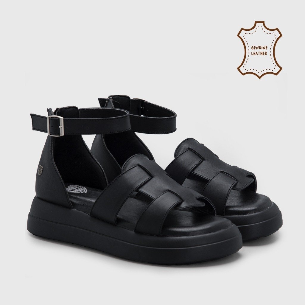 Fafa Sandals Genuine Leather Black