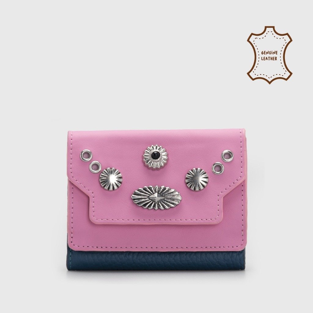 Mairaxi Wallet Genuine Leather Pink N Green