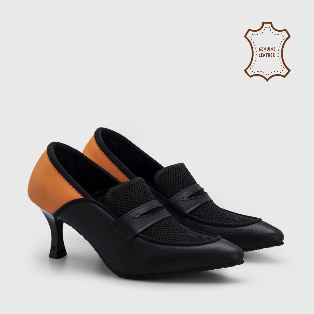 Valerie Heels Genuine Leather Black