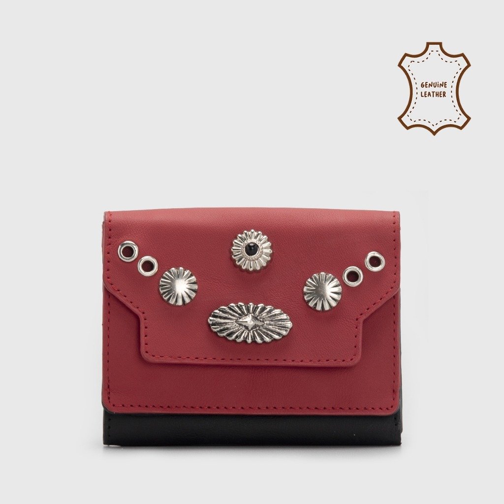 Mairaxi Wallet Genuine Leather Black N Red