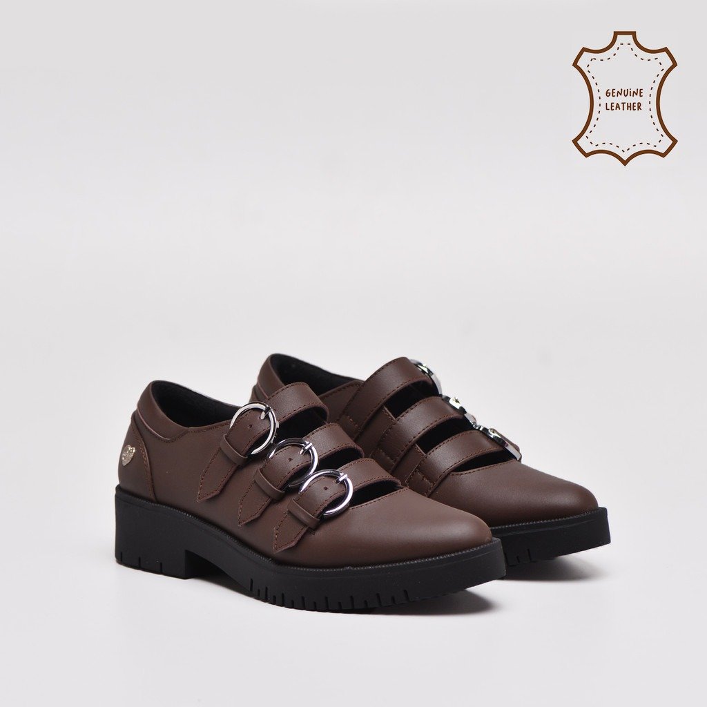 Ganeeta Mary Jane Genuine Leather Brown