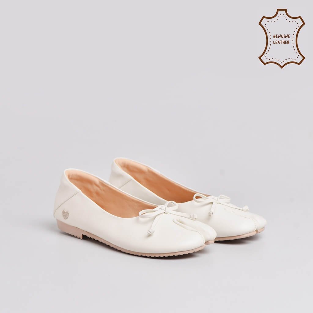 Evodia Flat Shoes Genuine Leather Cream - 37