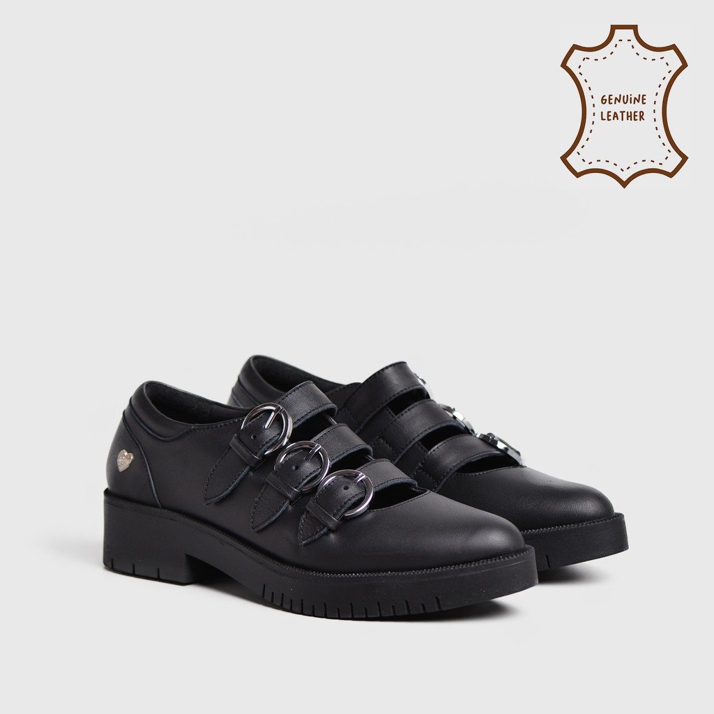 Ganeeta Mary Jane  Genuine Leather Black