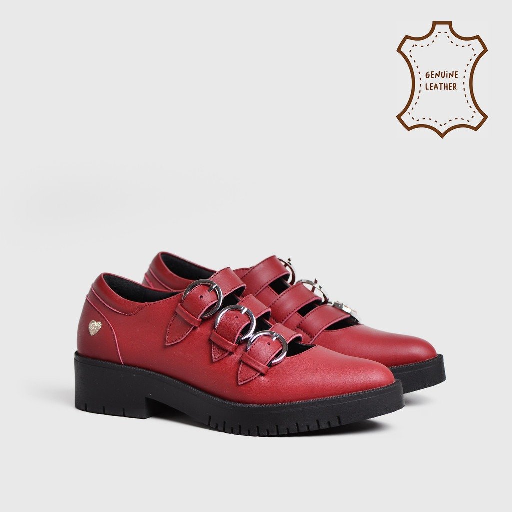 Ganeeta Mary Jane  Genuine Leather Maroon