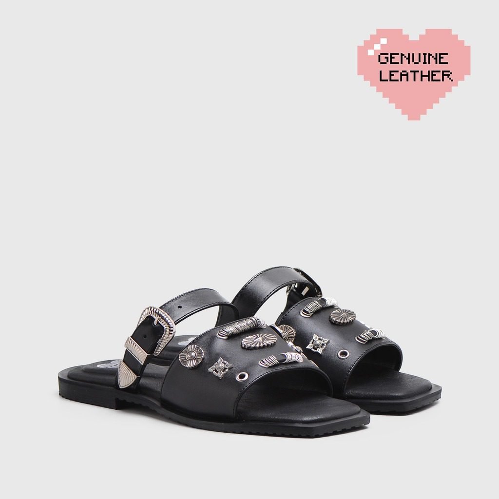 Finly Sandals Genuine Leather Black - 38