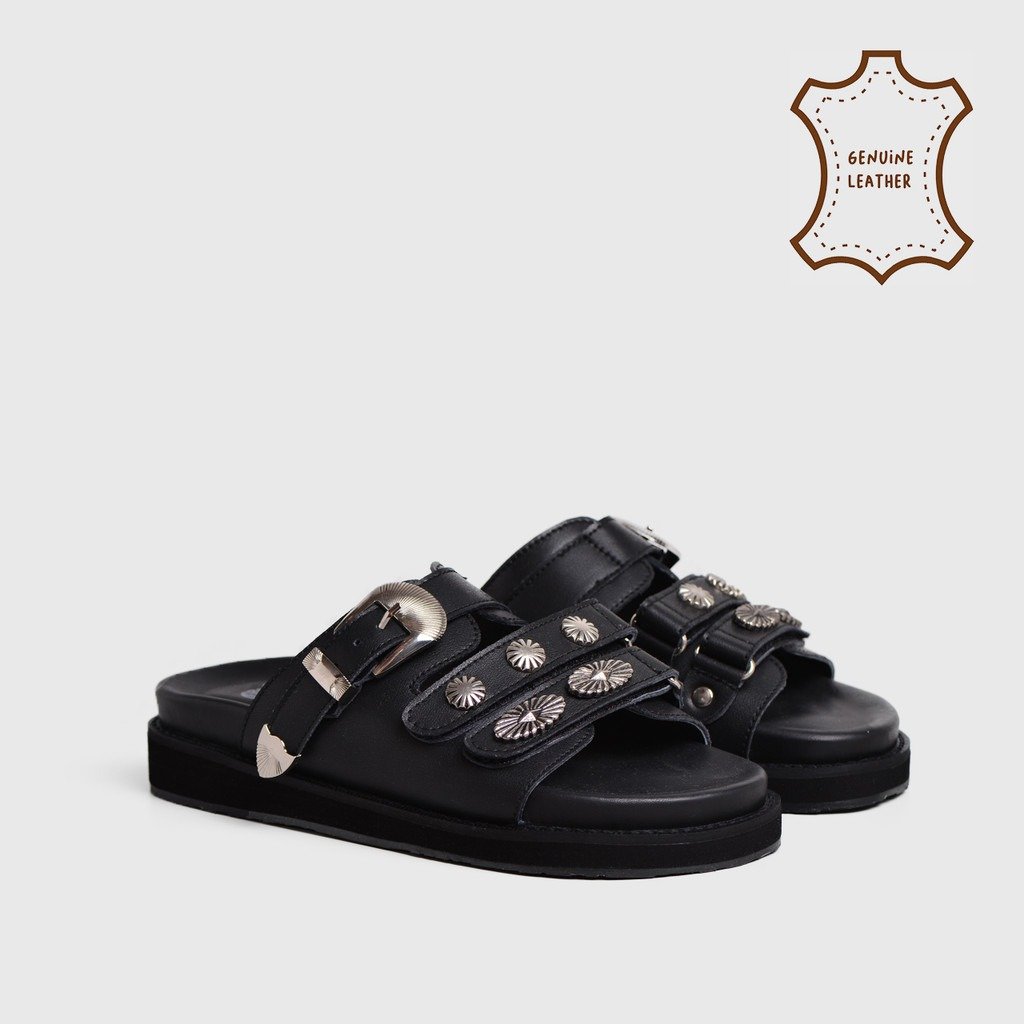 Alyasa Sandals Genuine Leather Black