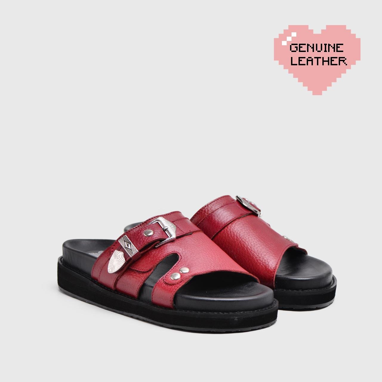 Divya Sandals Genuine Leather Maroon