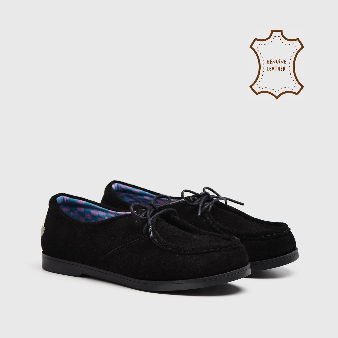Grachvog Flat Shoes Genuine Suede Black