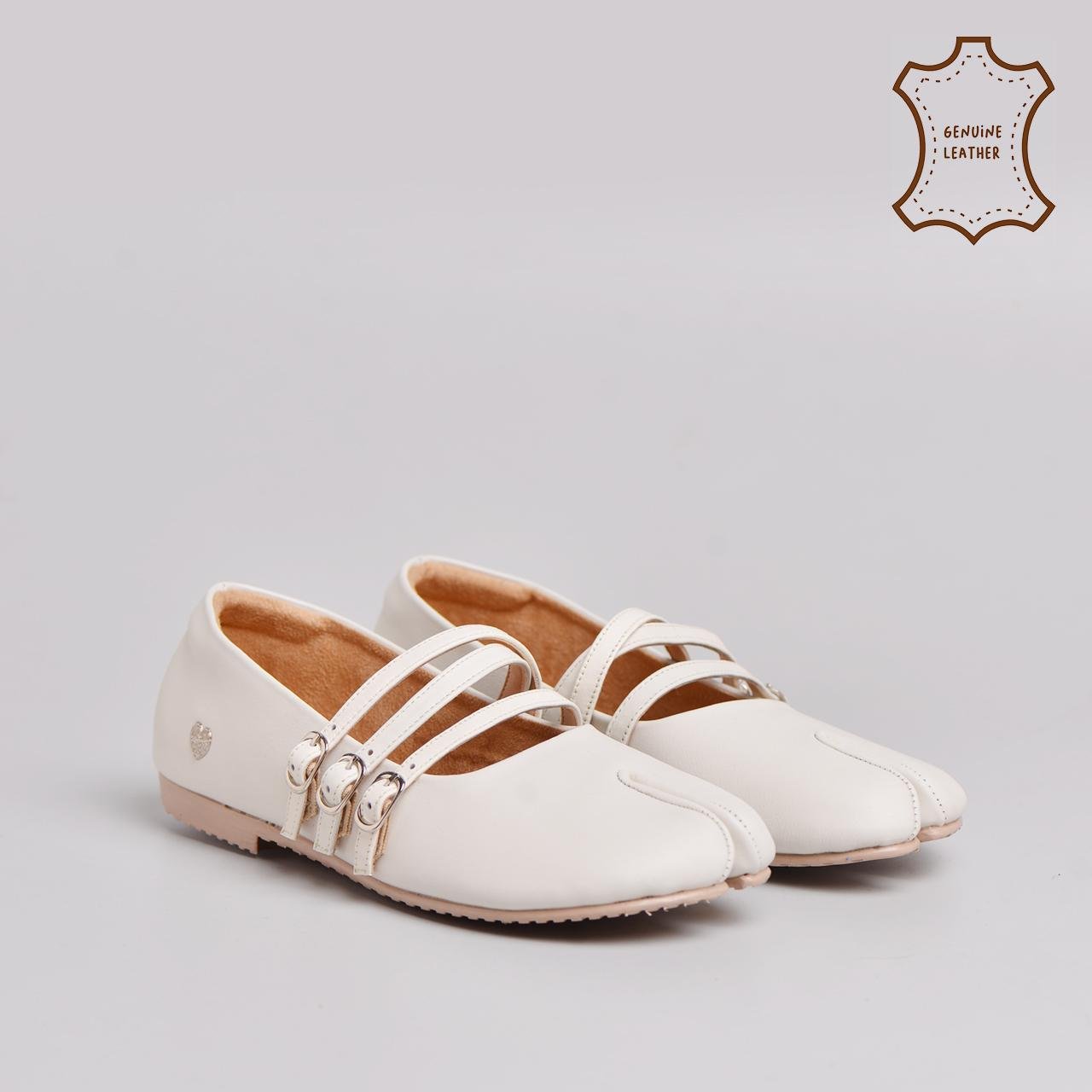 Melanie Flatshoes Genuine Leather Cream - 43