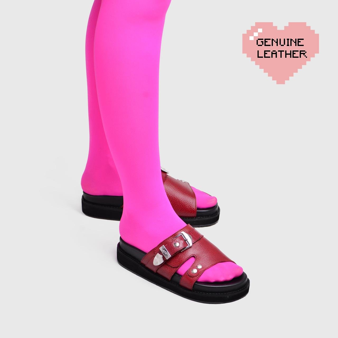 Divya Sandals Genuine Leather Maroon - Image 6