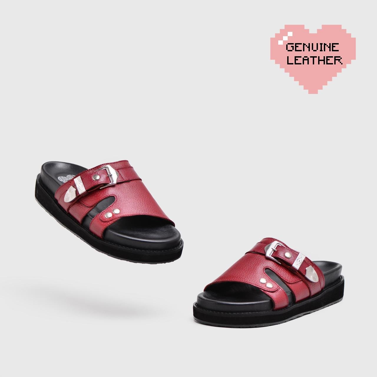 Divya Sandals Genuine Leather Maroon - Image 4