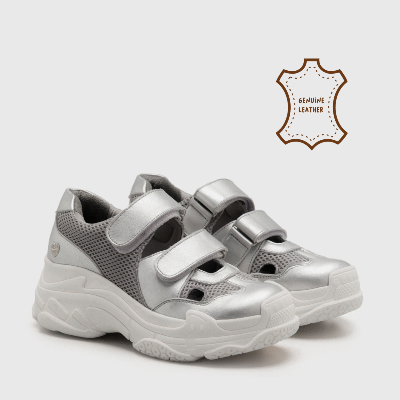 Jafna Sneakers Genuine Leather Silver