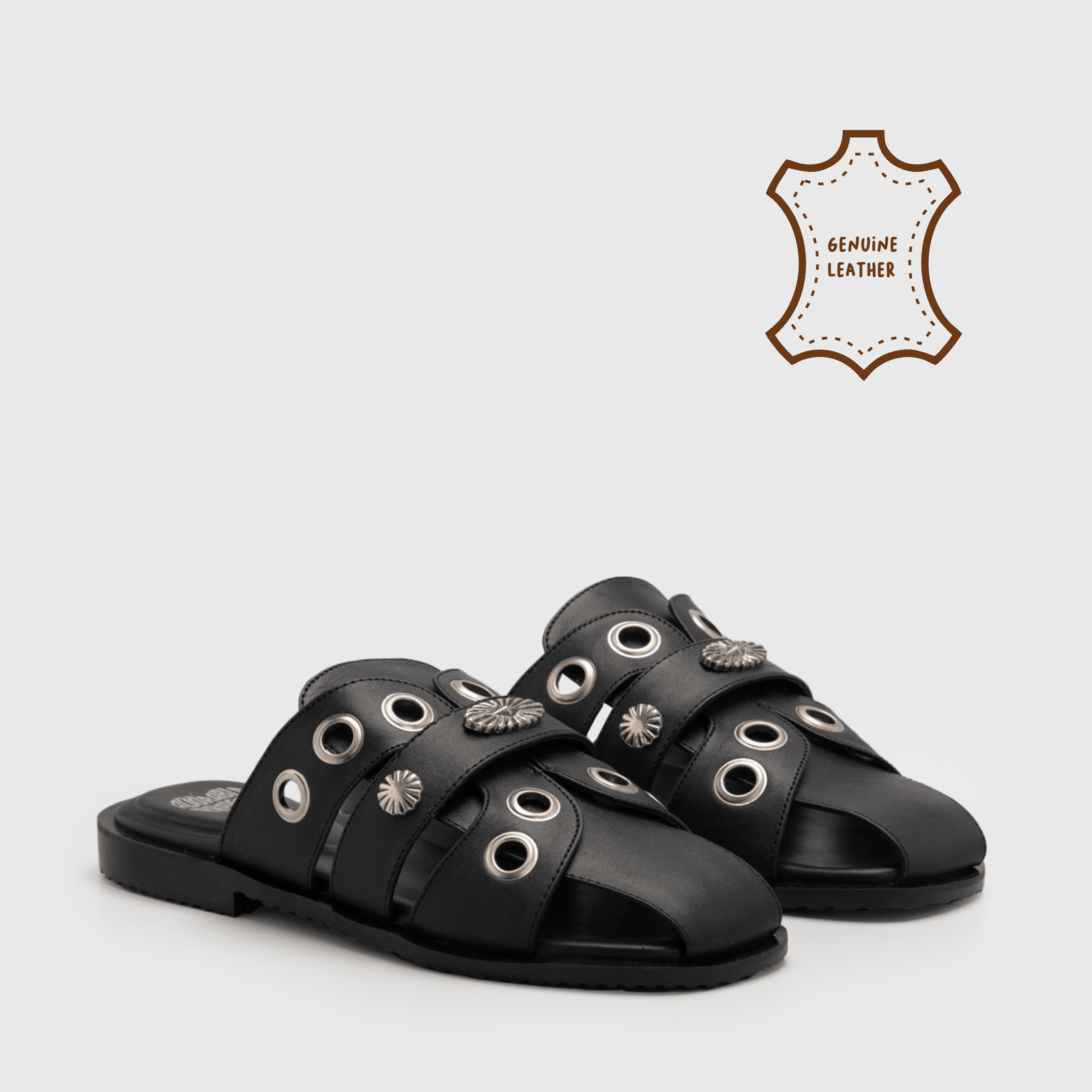 Elicia Sandals Genuine Leather Black