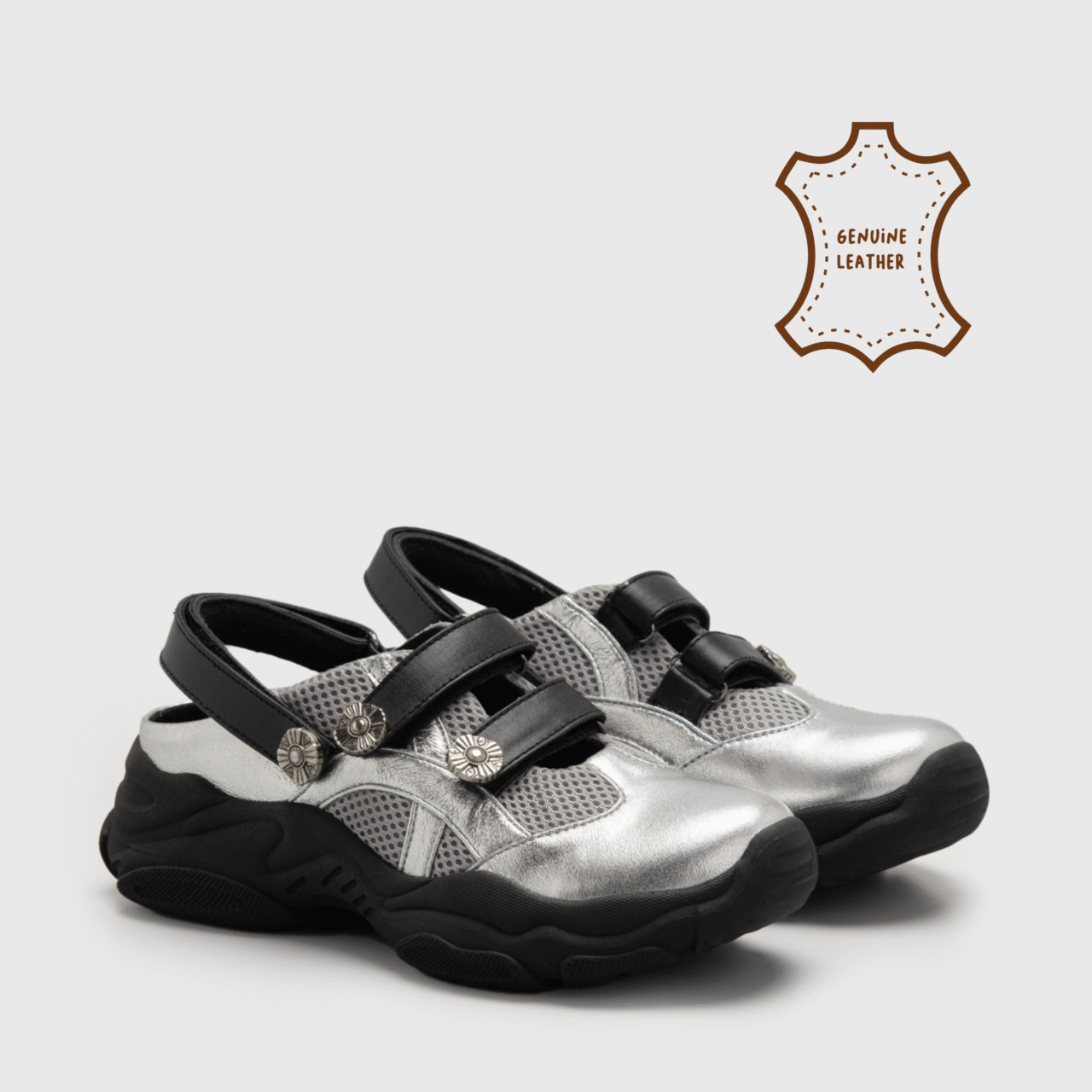 Atranya Mules Genuine Leather Silver