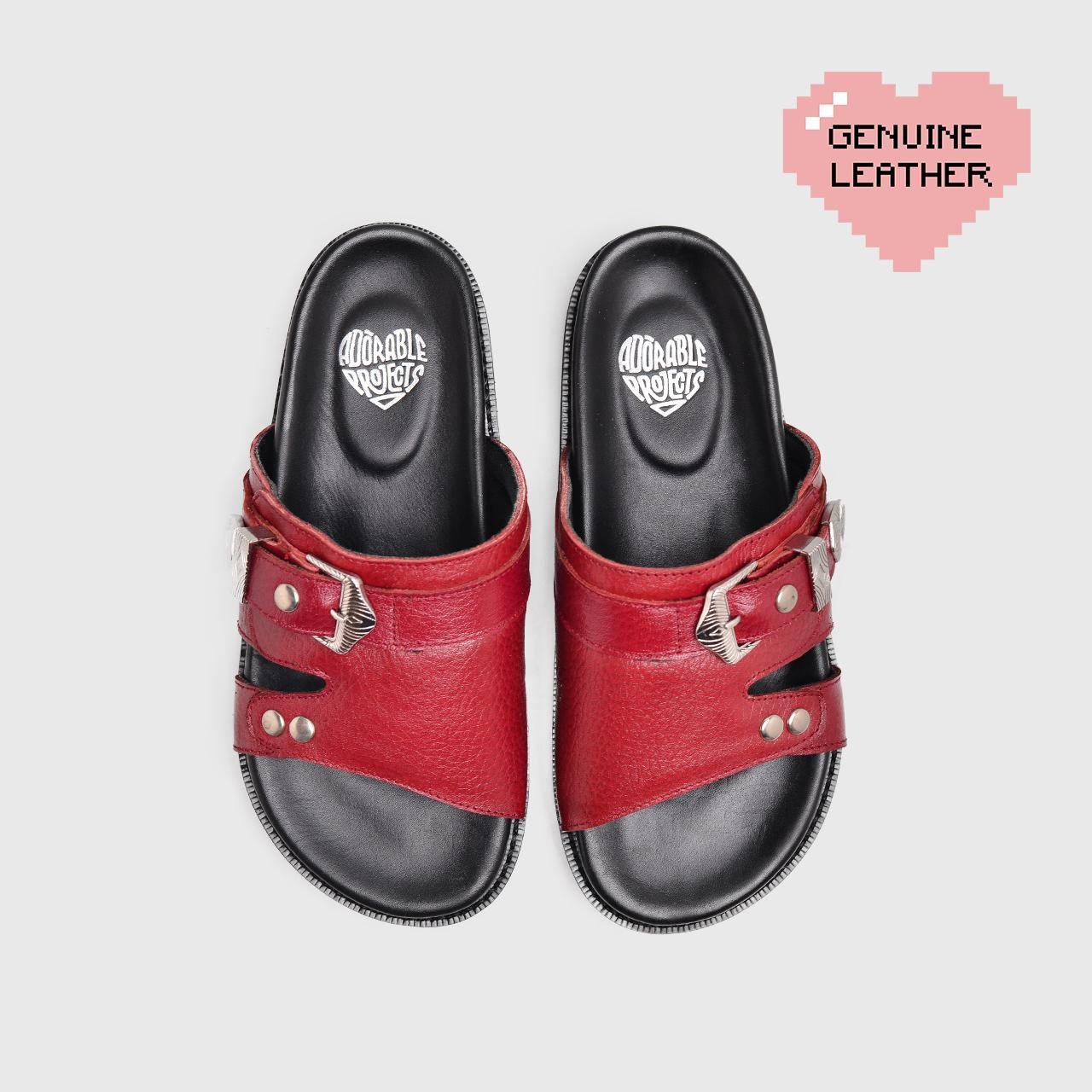 Divya Sandals Genuine Leather Maroon - Image 5