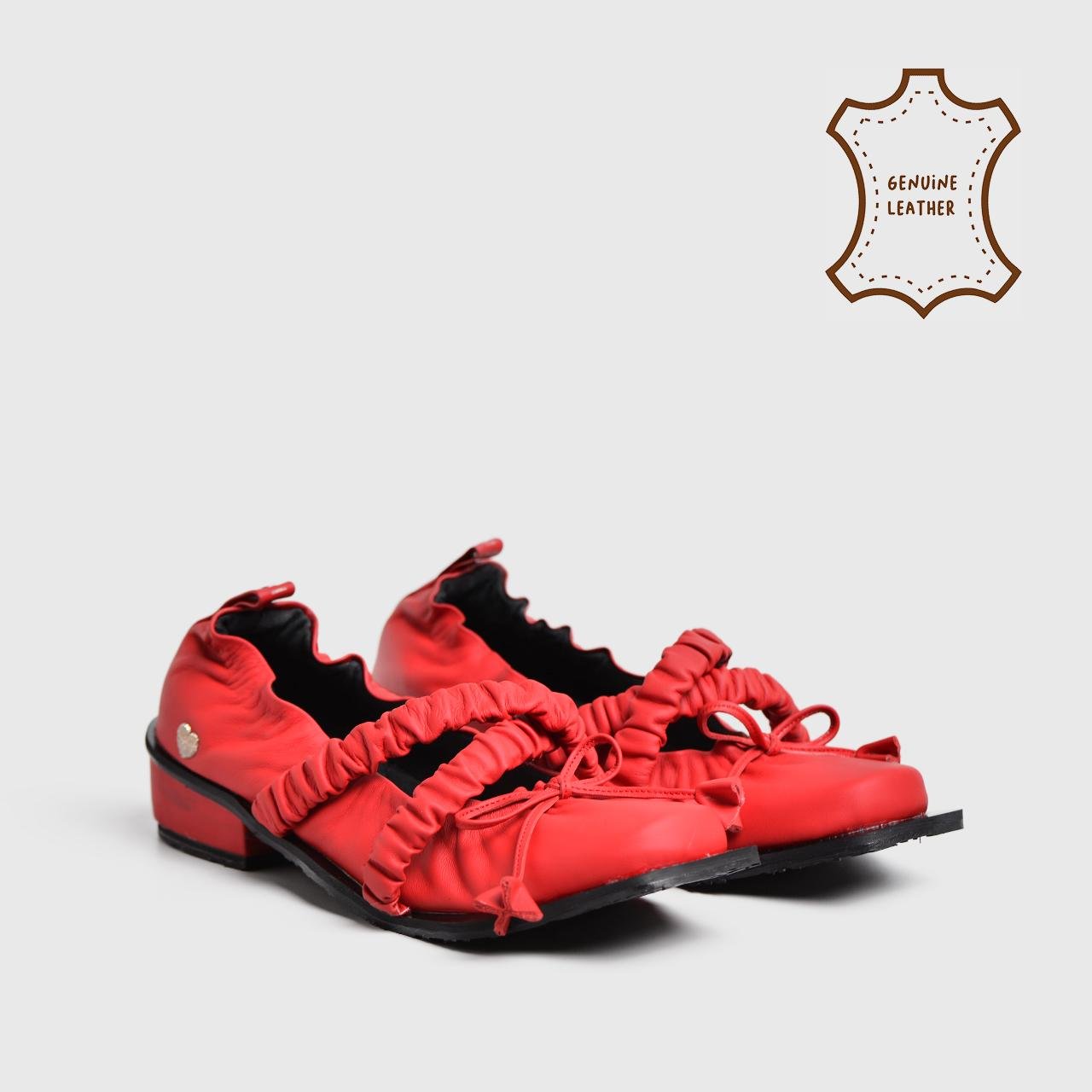 Yalova Flat Shoes Genuine Leather Red
