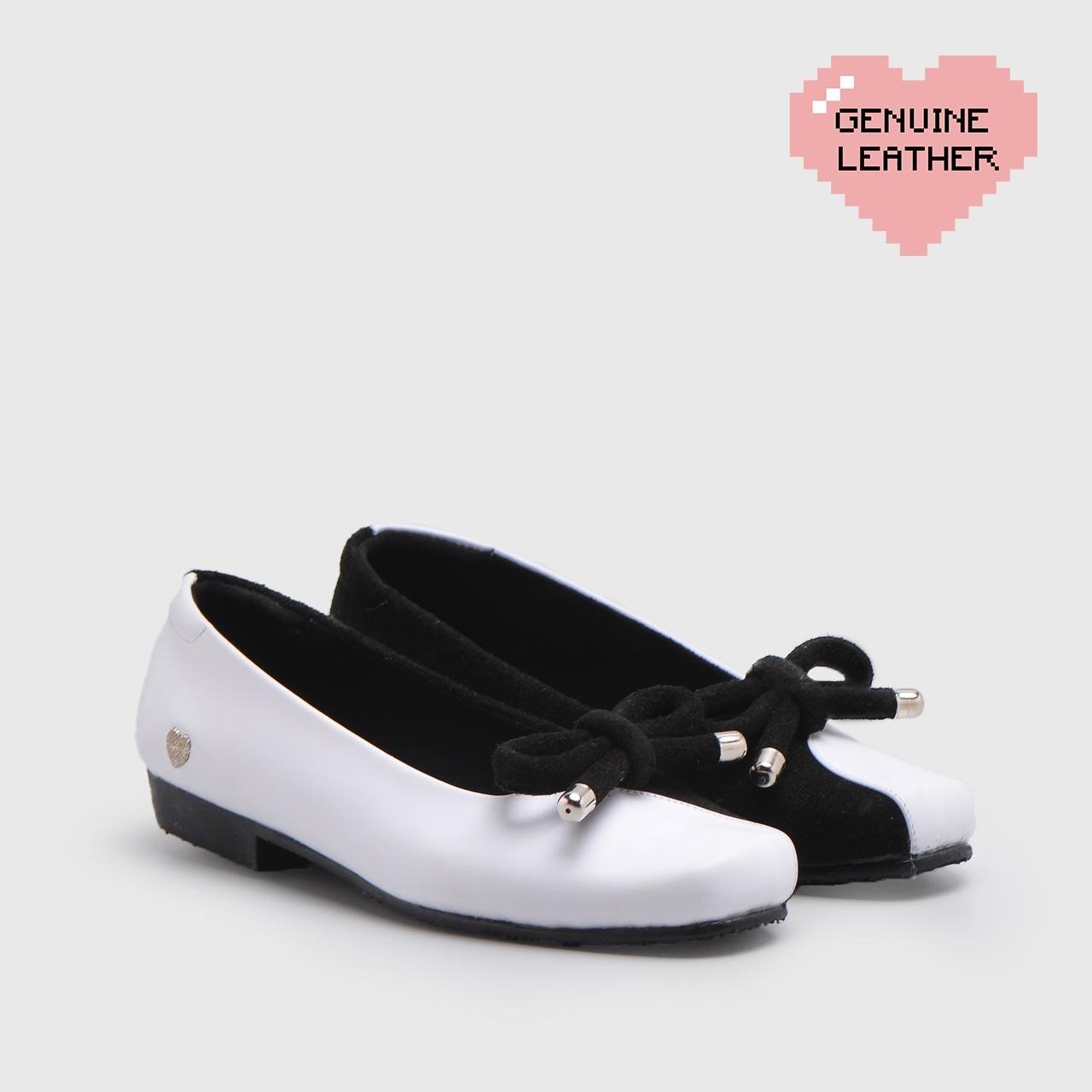 Leenaya Flat Shoes Genuine Leather BnW
