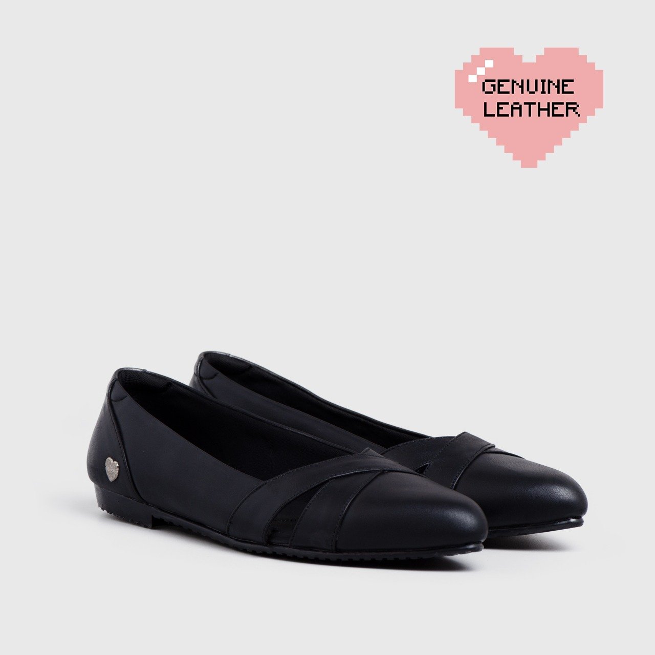 Ascot Flat Shoes Genuine Leather Black