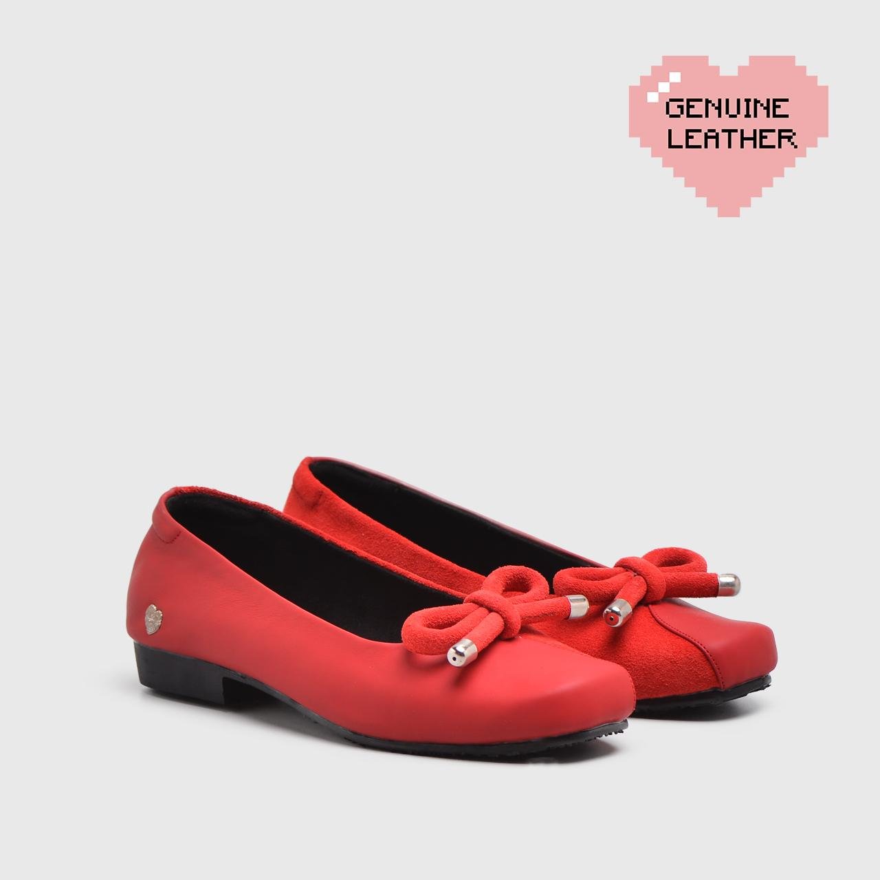 Leenaya Flat Shoes Genuine Leather Red
