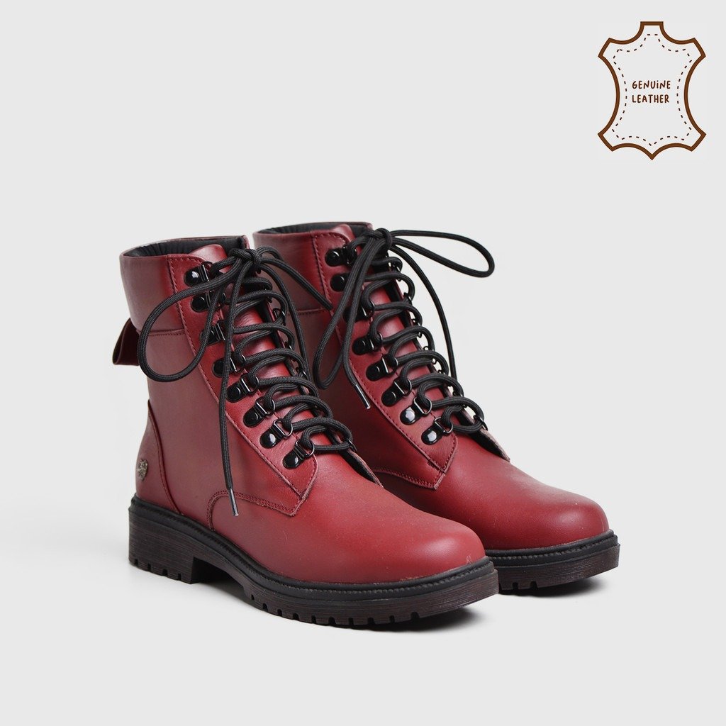 Wickle Boots Genuine Leather Maroon