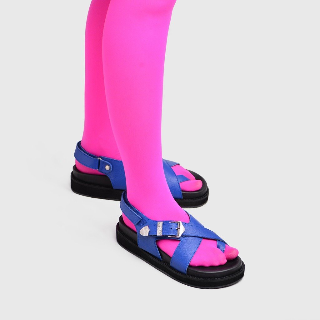 Elena Sandals Genuine Leather Blue - Image 6