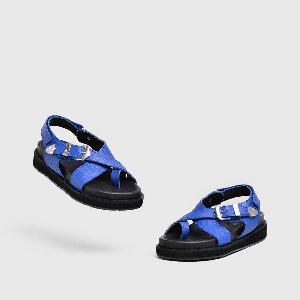 Elena Sandals Genuine Leather Blue - Image 4