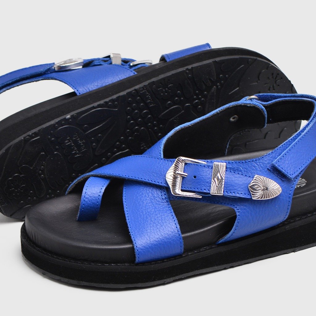 Elena Sandals Genuine Leather Blue - Image 3
