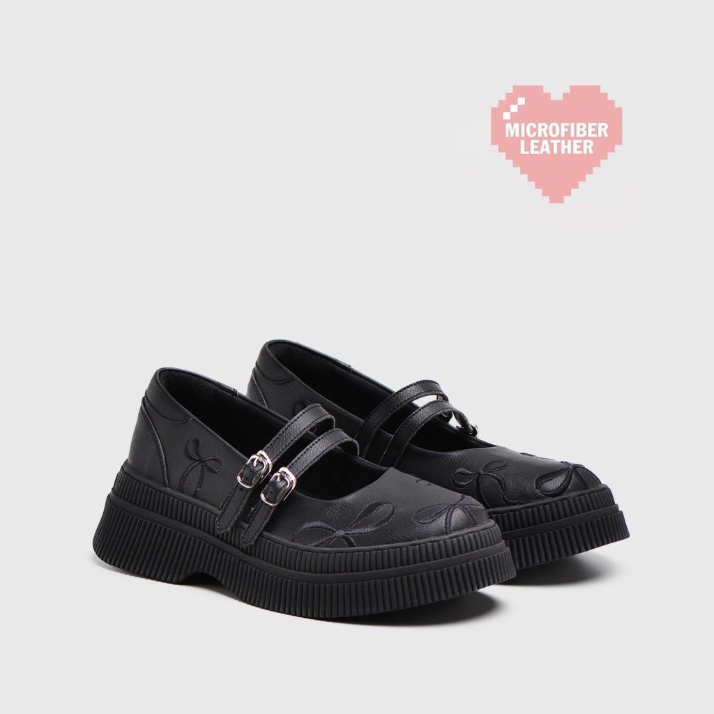 Latifa Bow Embroidery Platform Black