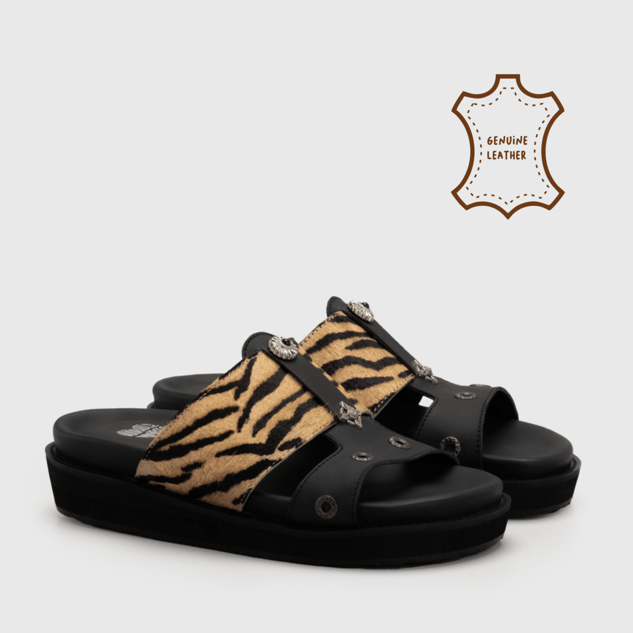 Avianna Sandals Genuine Leather Tiger Pattern
