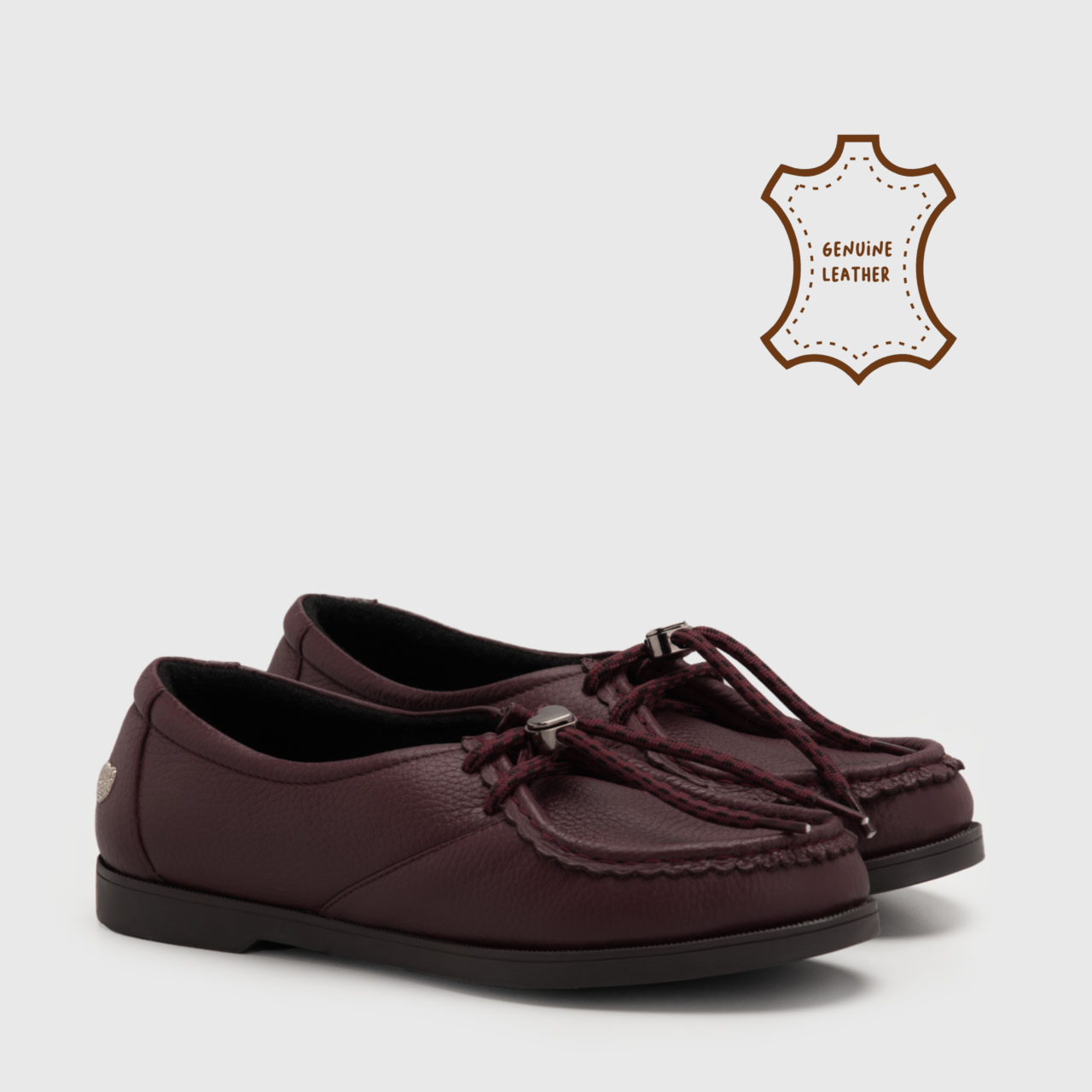 Grachvog Flat Shoes Genuine Leather Maroon