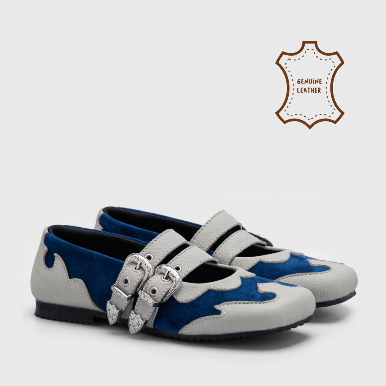 Micha Flat Shoes Genuine Leather Blue