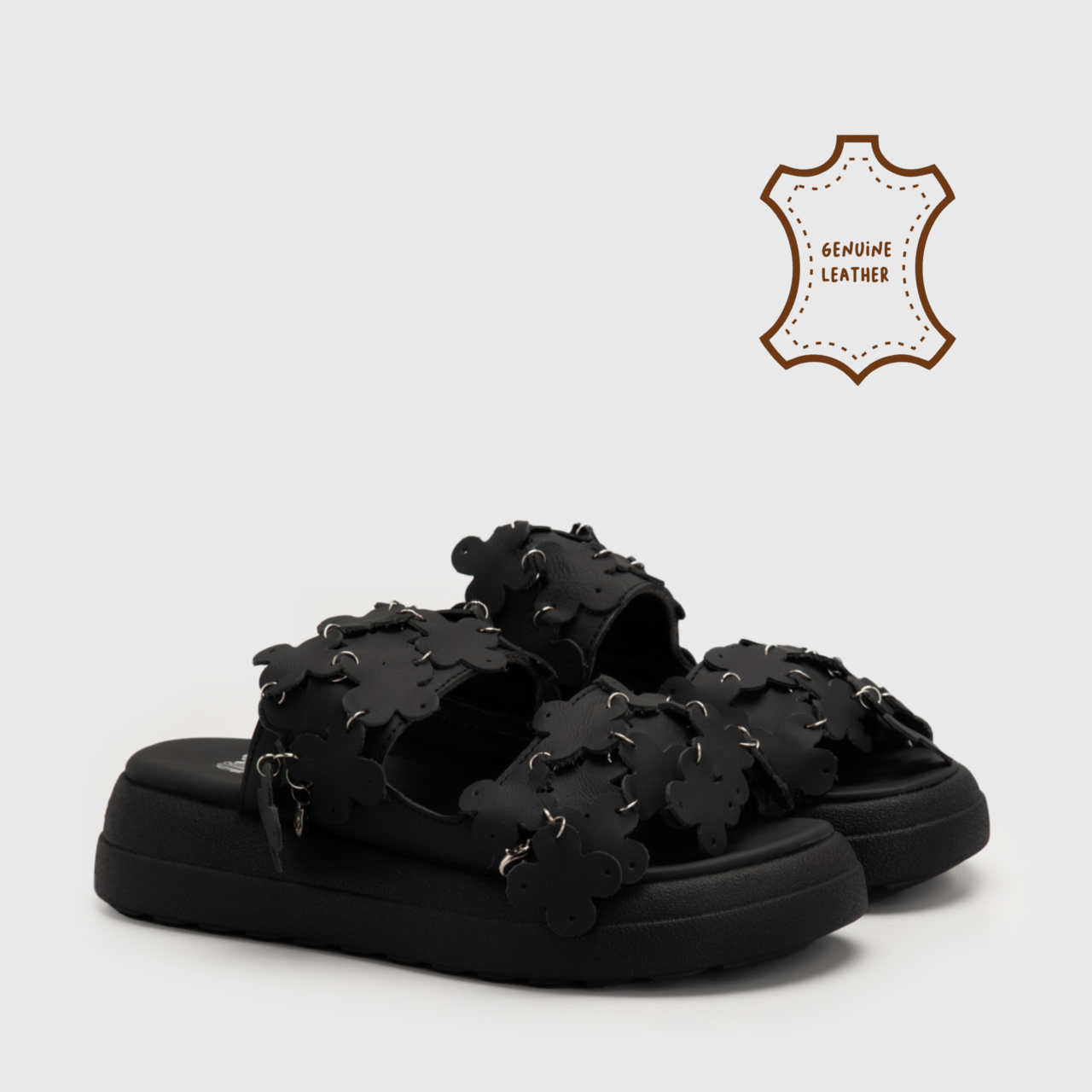 Clover Sandals Genuine Leather Black