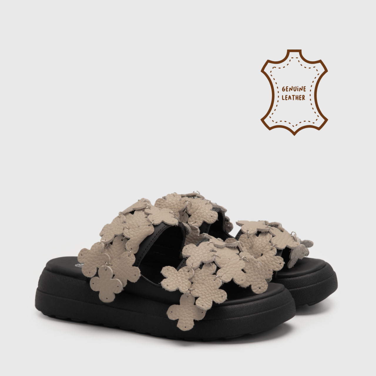 Clover Sandals Genuine Leather Cream