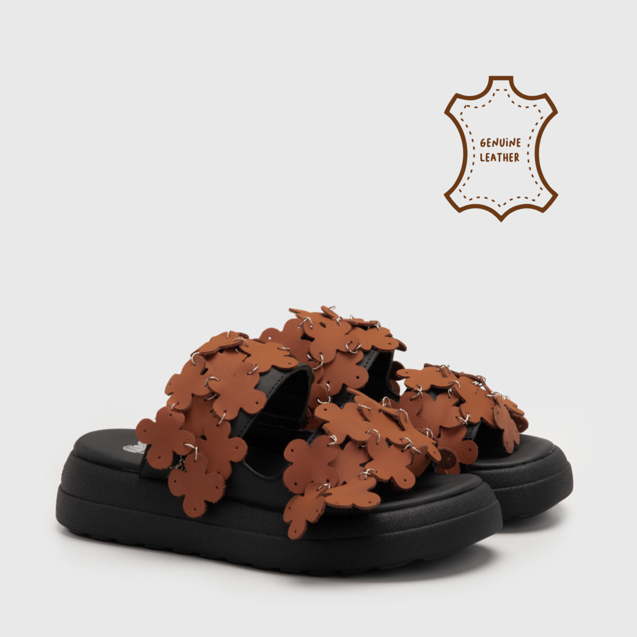 Clover Sandals Genuine Leather Tan