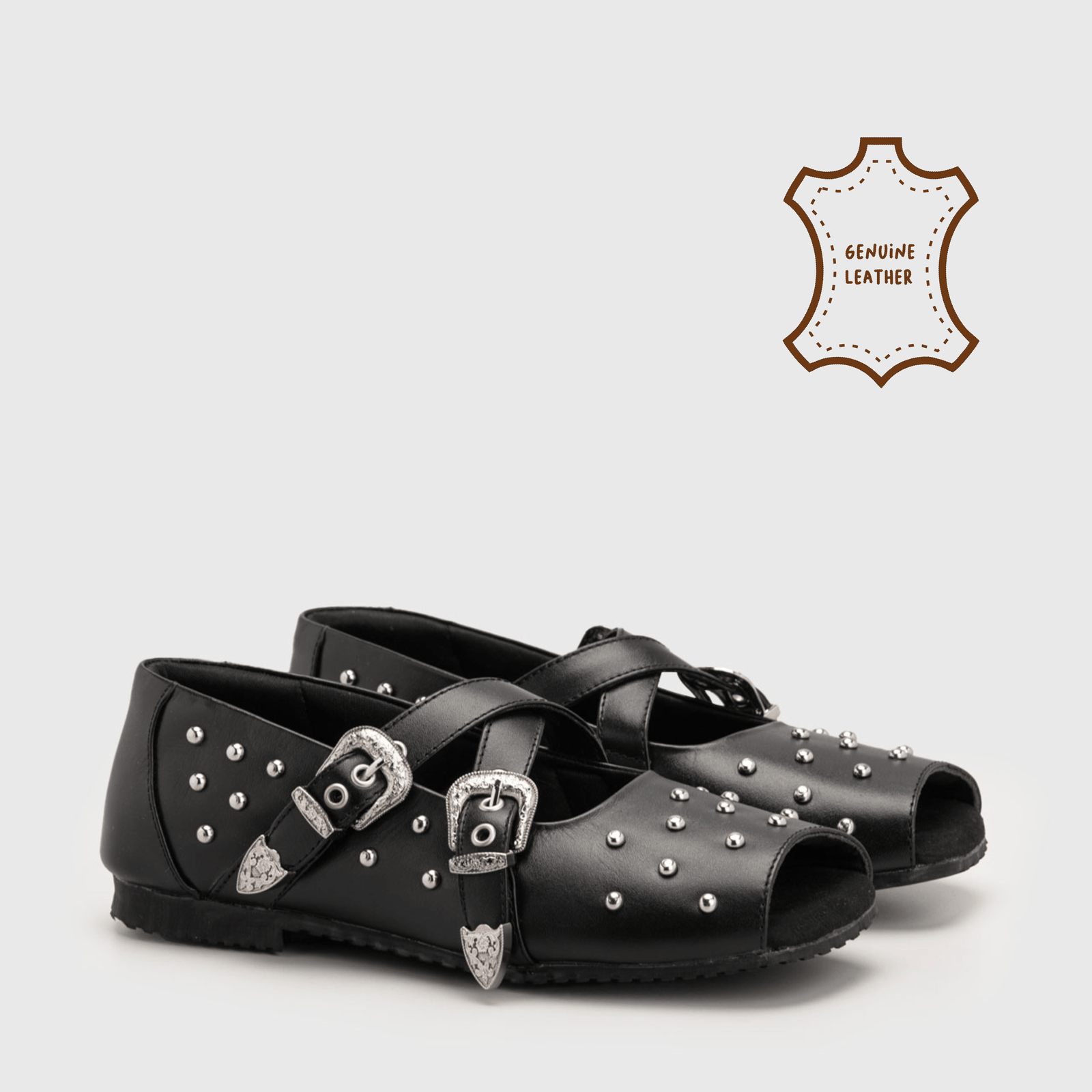 Zaniva Flat Shoes Genuine Leather Black