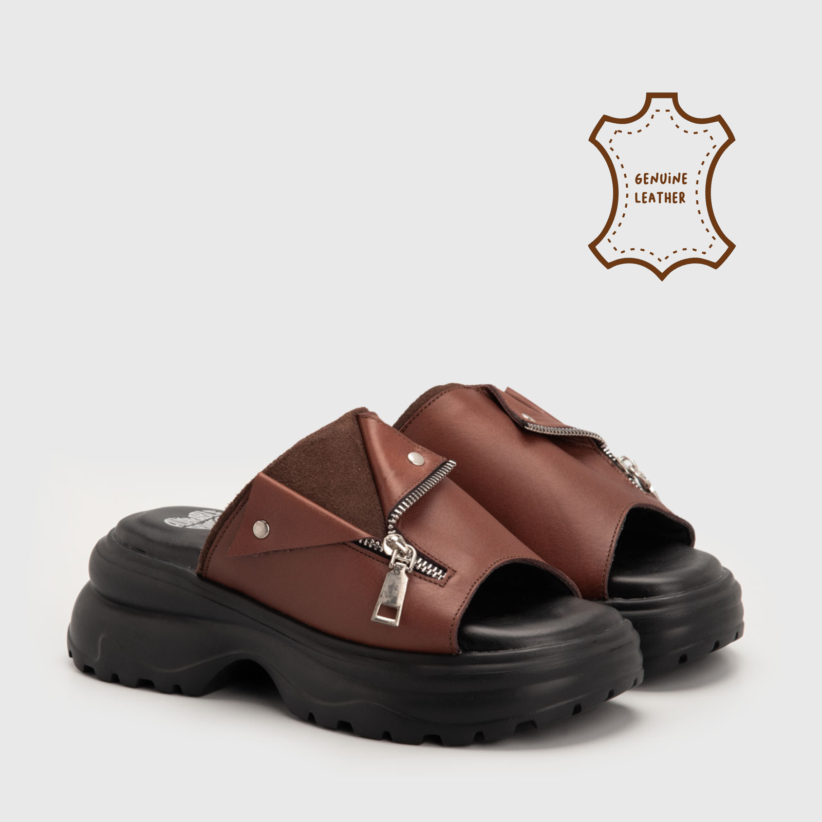Faleta Platform Genuine Leather Brown