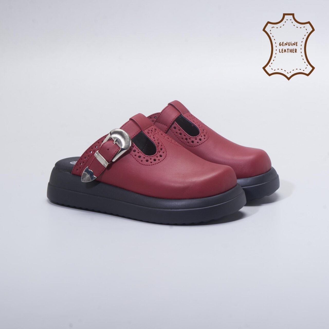 Aitra Sandals Genuine Leather Maroon