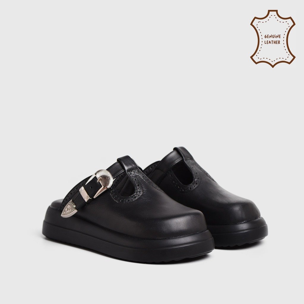 Aitra Sandals Genuine Leather Black