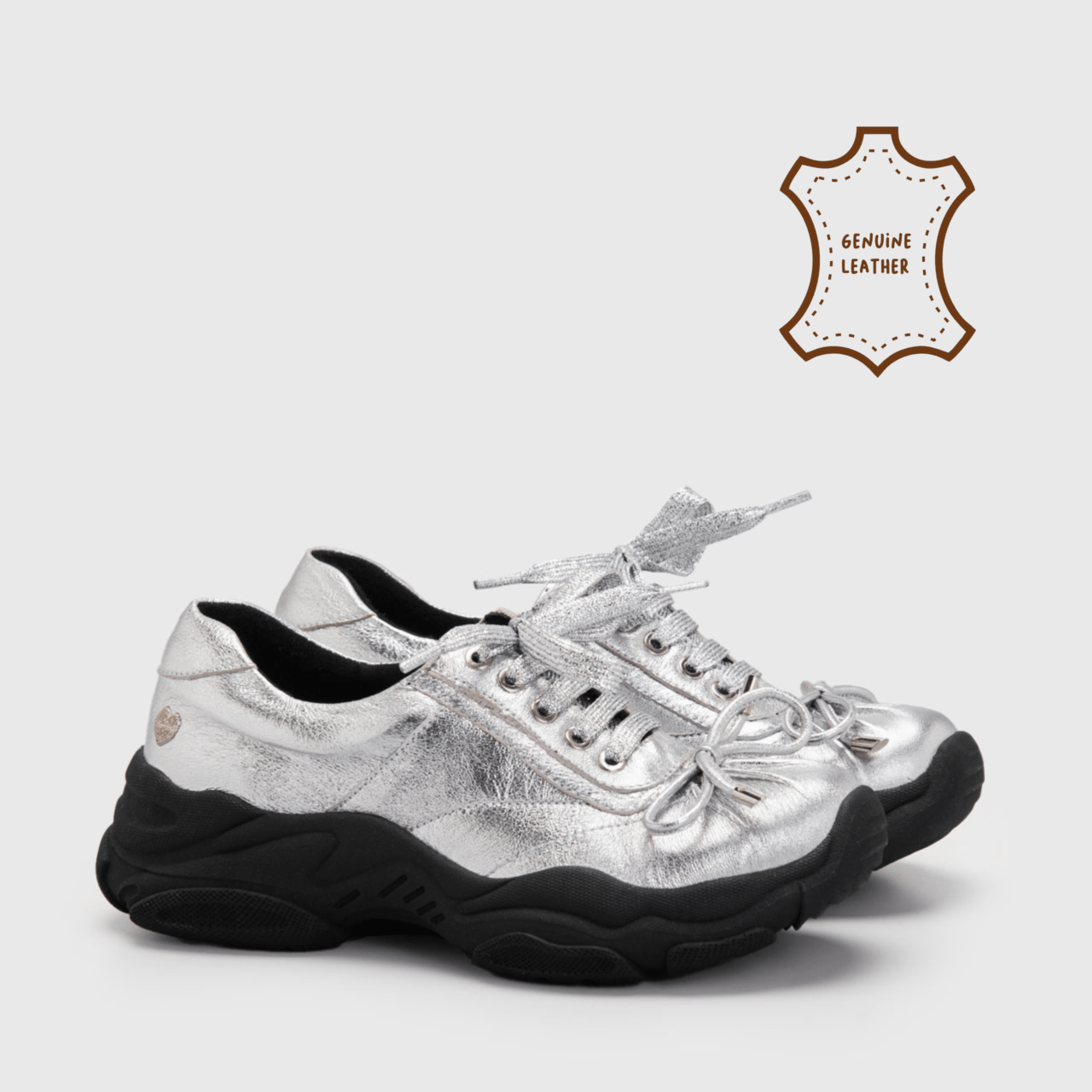 Entra Sneakers Genuine Leather Silver
