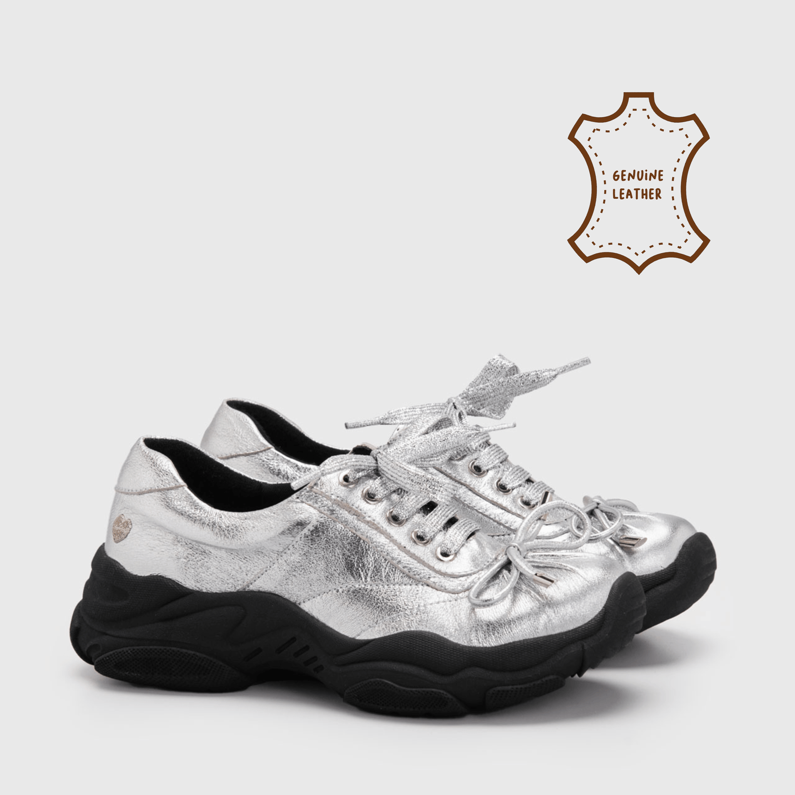 Entra Sneakers Genuine Leather Silver